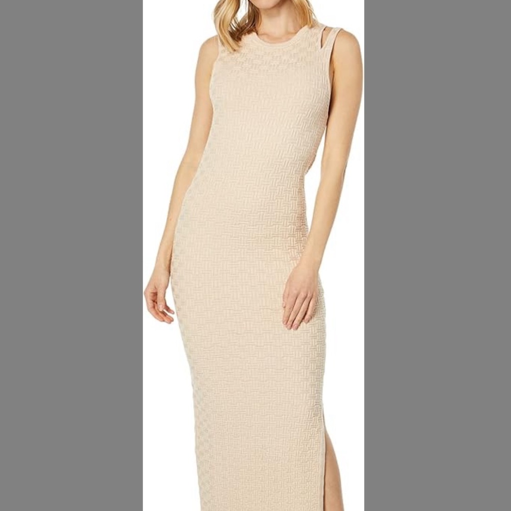 Monrow Cream Halter Maxi Dress with Slit